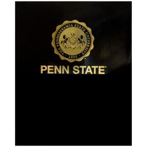 black folder with gold foil PSU seal above Penn State